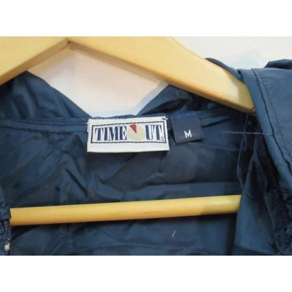 Vintage Windbreaker U.S. Space Camp Jacket Half Zip Hooded Navy Blue Medium - Picture 5 of 8